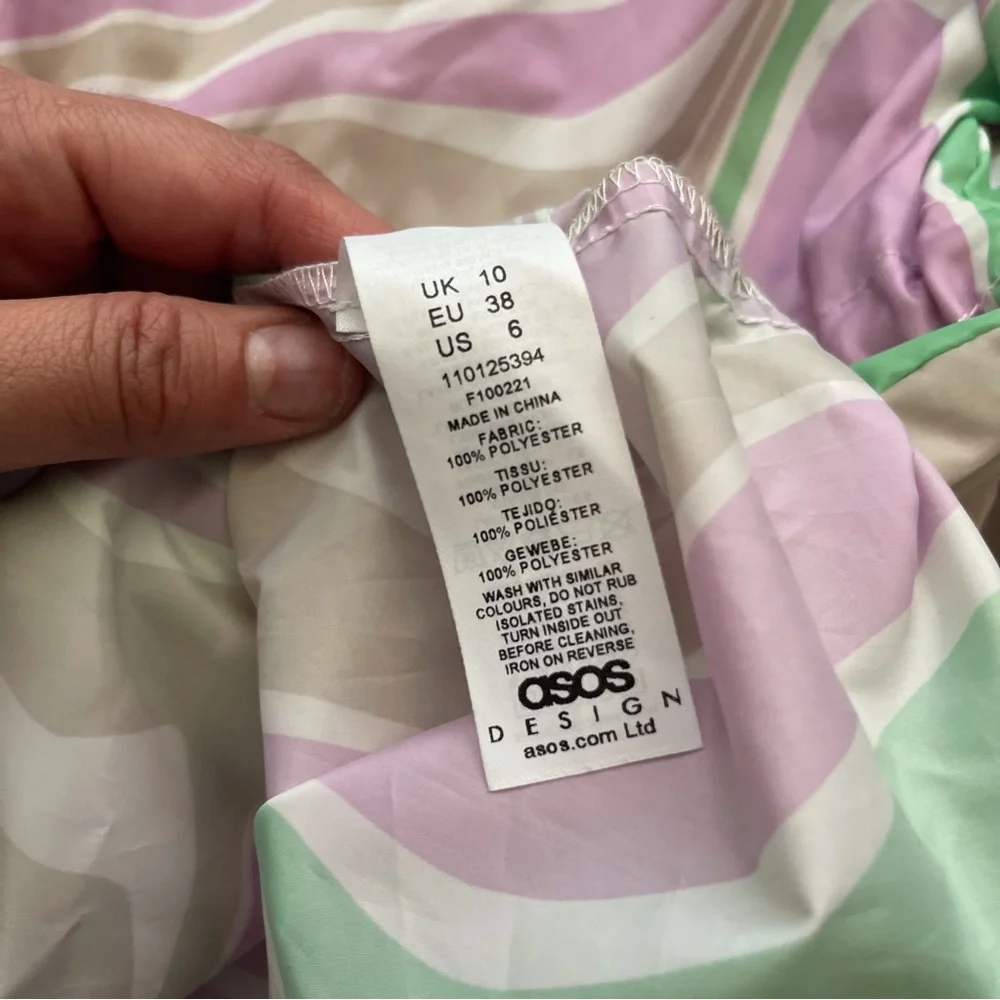 ASOS Design Printed Rain Jacket Pink and Green size 6 - Picture 5 of 9
